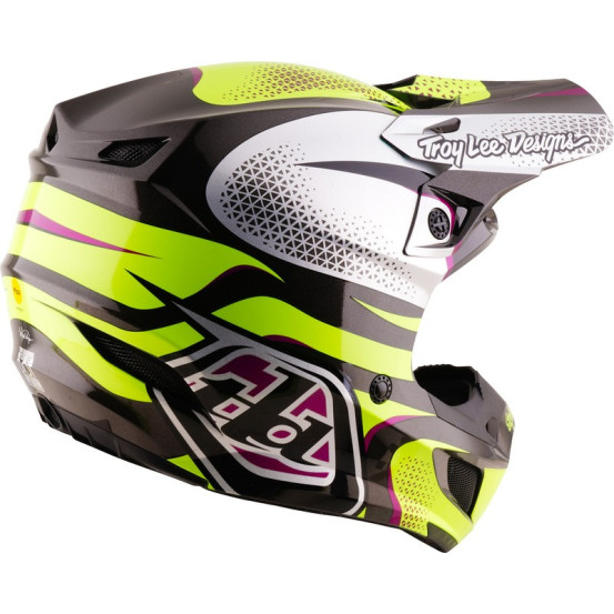 Casque cross Troy Lee Designs 2027 SE5 Polycarbonate Aura - Jaune Noir
