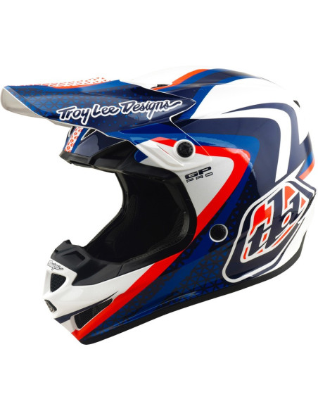 Casque cross Troy Lee Designs 2027 GP Pro Slides - Blanc Bleu