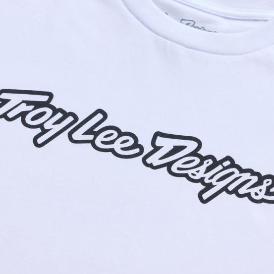T-shirt Troy Lee Designs Signature - Blanc Noir