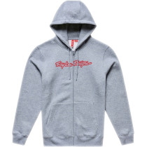 Sweat zippé à capuche Troy Lee Designs Signature - Gris chiné Rouge