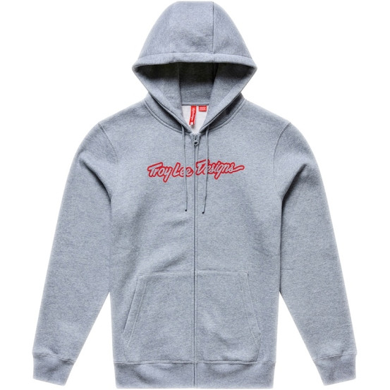 Sweat zippé à capuche Troy Lee Designs Signature - Gris chiné Rouge