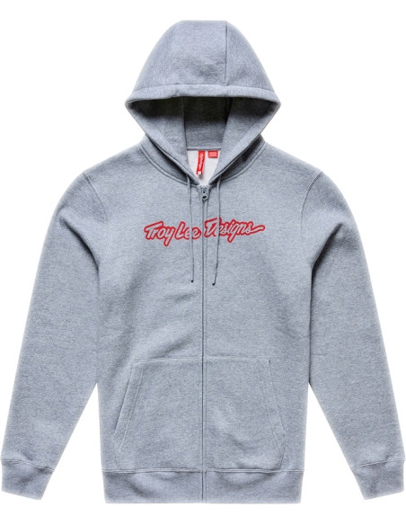Sweat zippé à capuche Troy Lee Designs Signature - Gris chiné Rouge