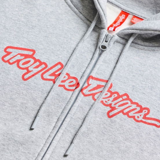 Sweat zippé à capuche Troy Lee Designs Signature - Gris chiné Rouge
