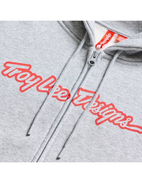 Sweat zippé à capuche Troy Lee Designs Signature - Gris chiné Rouge