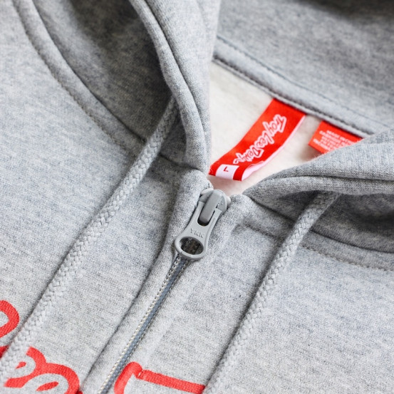 Sweat zippé à capuche Troy Lee Designs Signature - Gris chiné Rouge