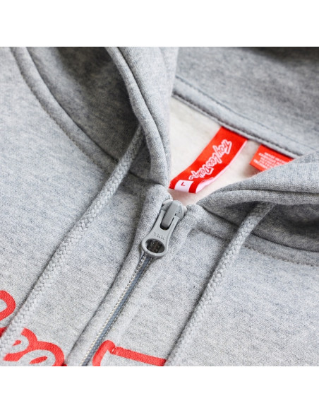 Sweat zippé à capuche Troy Lee Designs Signature - Gris chiné Rouge