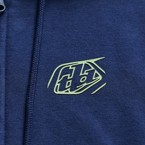 Sweat zippé à capuche Troy Lee Designs Badge - Bleu marine Vert sauge