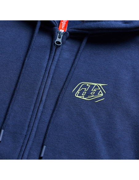 Sweat zippé à capuche Troy Lee Designs Badge - Bleu marine Vert sauge