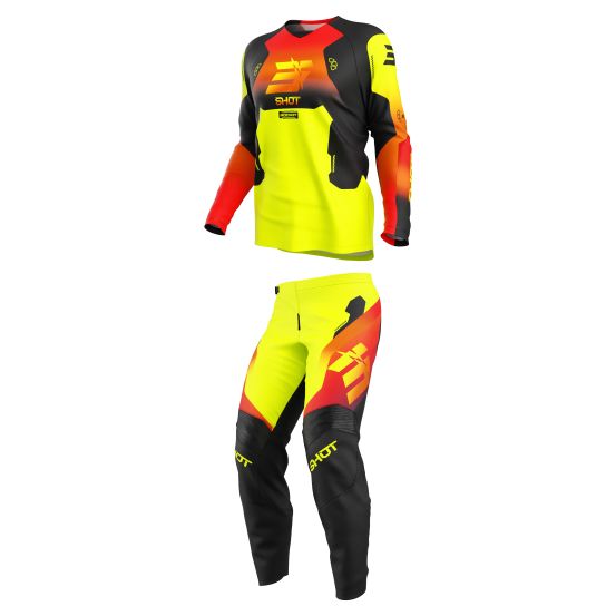 Tenue cross enfant Shot 2027 Draw Rocket - Jaune Fluo
