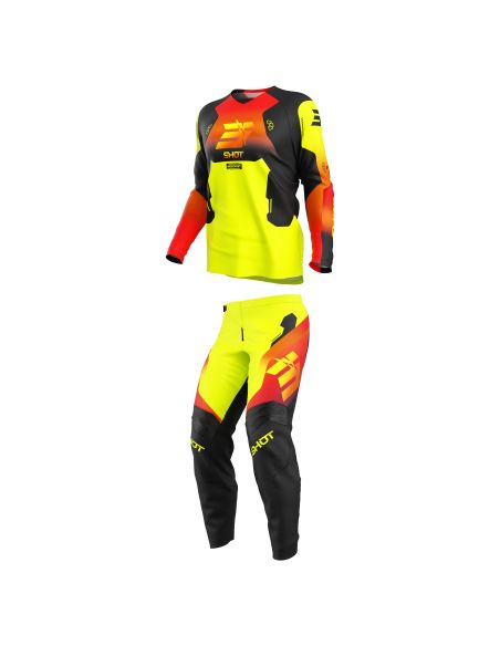 Tenue cross enfant Shot 2027 Draw Rocket - Jaune Fluo