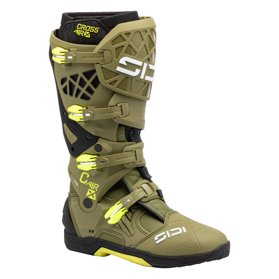 Bottes Cross Sidi Crossair X - Kaki - Jaune Fluo