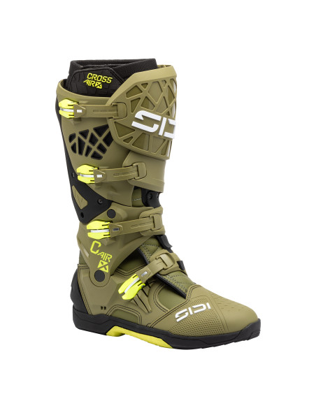 Bottes Cross Sidi Crossair X - Kaki - Jaune Fluo