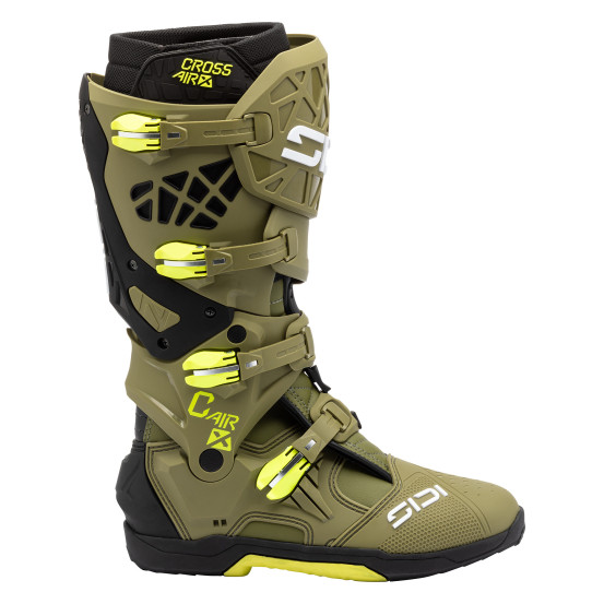 Bottes Cross Sidi Crossair X - Kaki - Jaune Fluo