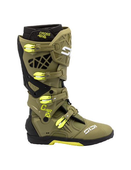 Bottes Cross Sidi Crossair X - Kaki - Jaune Fluo
