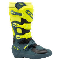 Bottes Cross Sidi Crosscore - Bleu Pétrole - Jaune Fluo