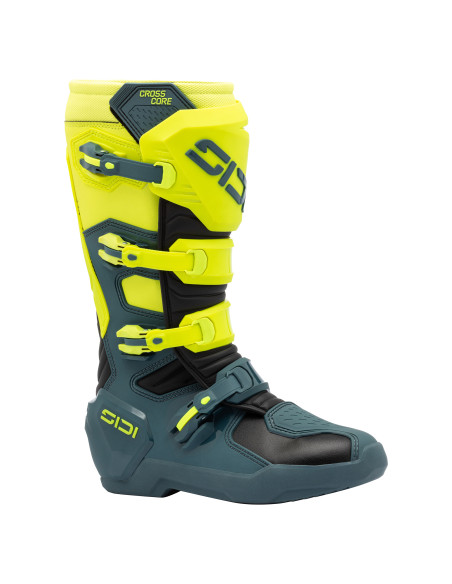 Bottes Cross Sidi Crosscore - Bleu Pétrole - Jaune Fluo