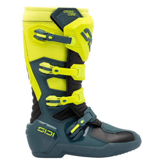 Bottes Cross Sidi Crosscore - Bleu Pétrole - Jaune Fluo
