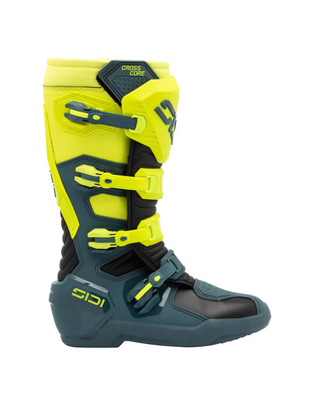 Bottes Cross Sidi Crosscore - Bleu Pétrole - Jaune Fluo