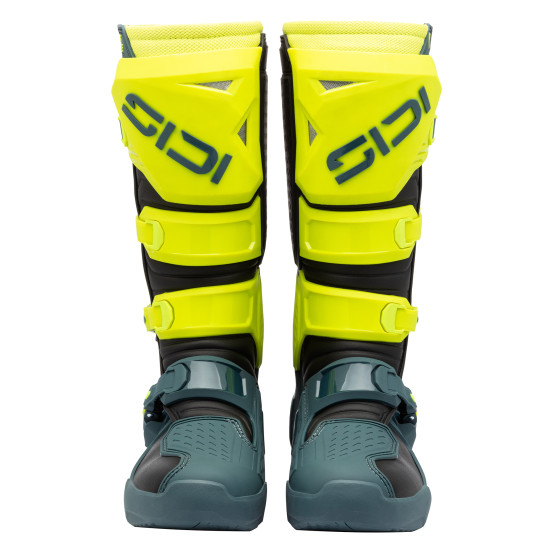 Bottes Cross Sidi Crosscore - Bleu Pétrole - Jaune Fluo