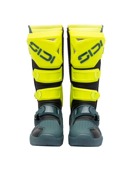 Bottes Cross Sidi Crosscore - Bleu Pétrole - Jaune Fluo