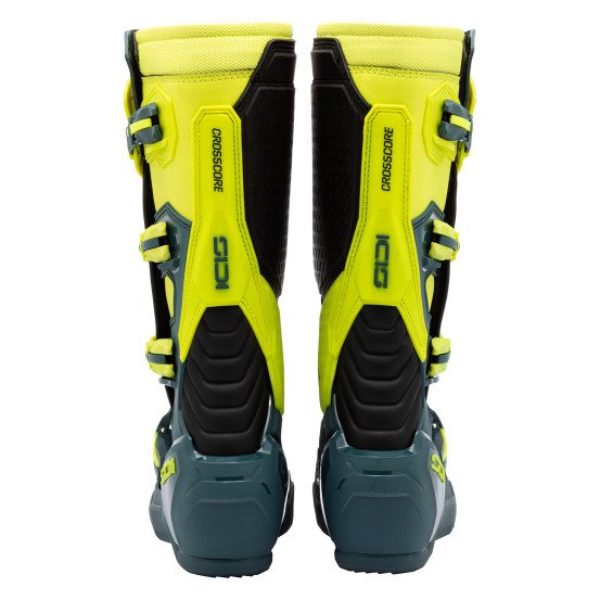 Bottes Cross Sidi Crosscore - Bleu Pétrole - Jaune Fluo