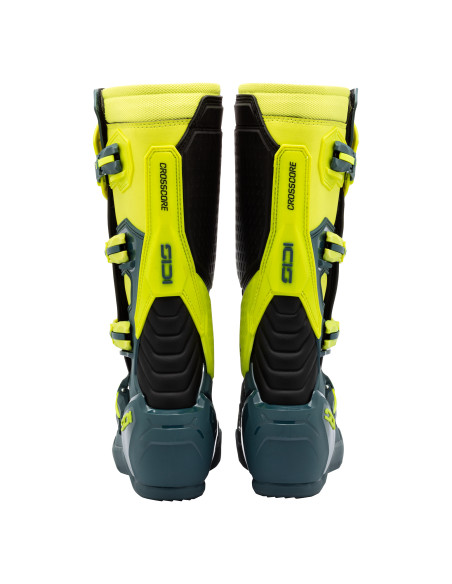 Bottes Cross Sidi Crosscore - Bleu Pétrole - Jaune Fluo