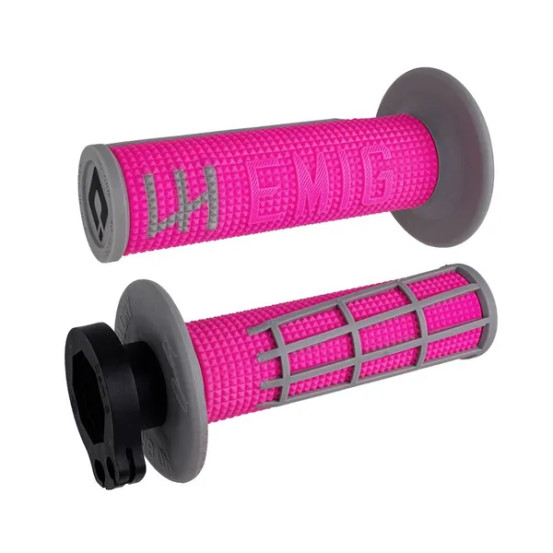 Poignées moto ODI 2.0 EMIG Lock-on PRO 2T/4T - Gris/Rose
