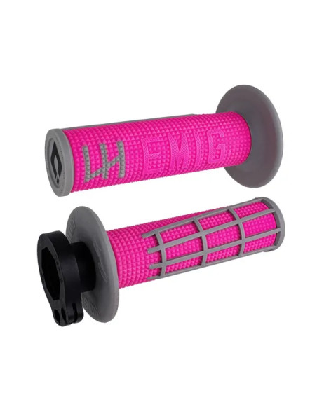 Poignées moto ODI 2.0 EMIG Lock-on PRO 2T/4T - Gris/Rose