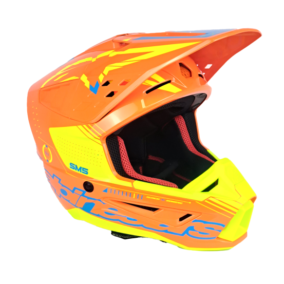 SECONDE VIE - Casque cross Alpinestars S-M5 Action 2023 - Orange Cyan Jaune Fluo (Taille XS)