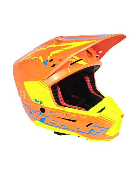 SECONDE VIE - Casque cross Alpinestars S-M5 Action 2023 - Orange Cyan Jaune Fluo (Taille XS)