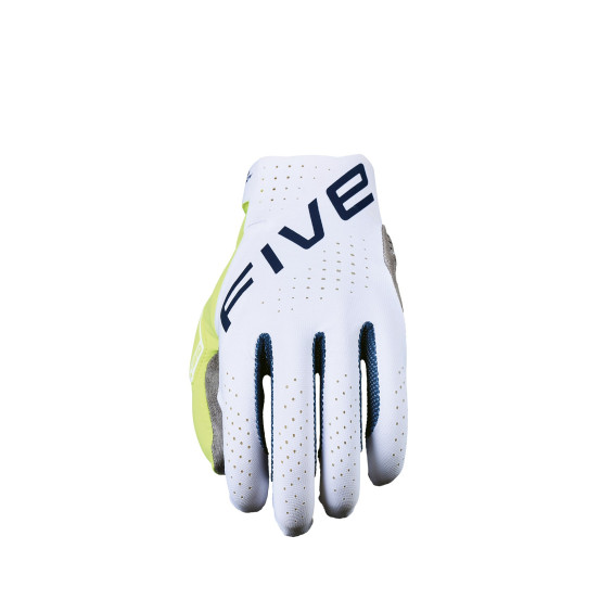 Gants moto cross Five MXF PRO - Blanc Jaune fluo