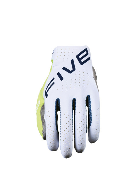 Gants moto cross Five MXF PRO - Blanc Jaune fluo