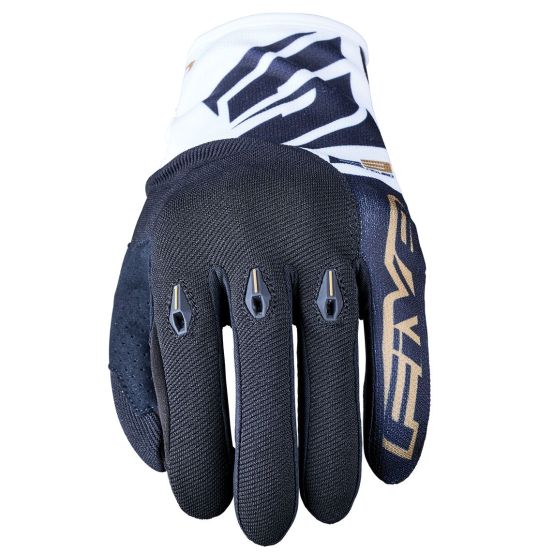 Gants moto enduro Five E3 EVO - Blanc Noir Or