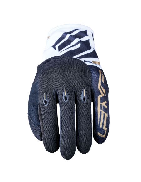 Gants moto enduro Five E3 EVO - Blanc Noir Or