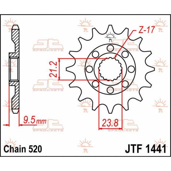 Pignon acier anti-boue JT - Pas 520 - SUZUKI 450cc