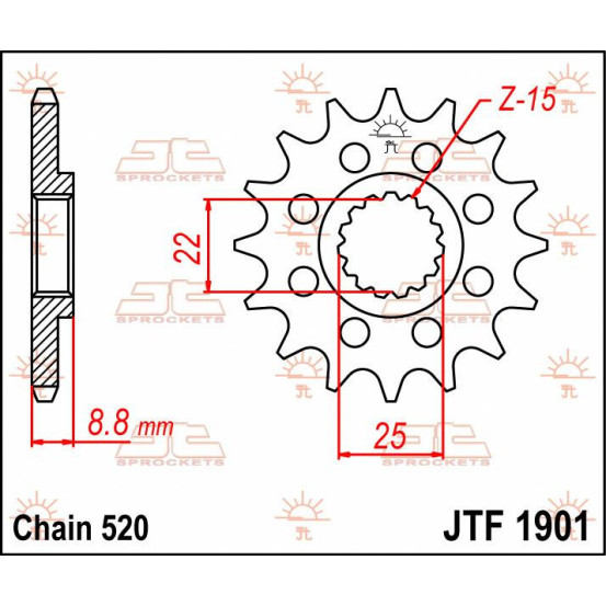 Pignon acier JT - Pas 520 - KTM BETA HUSABERG POLARIS