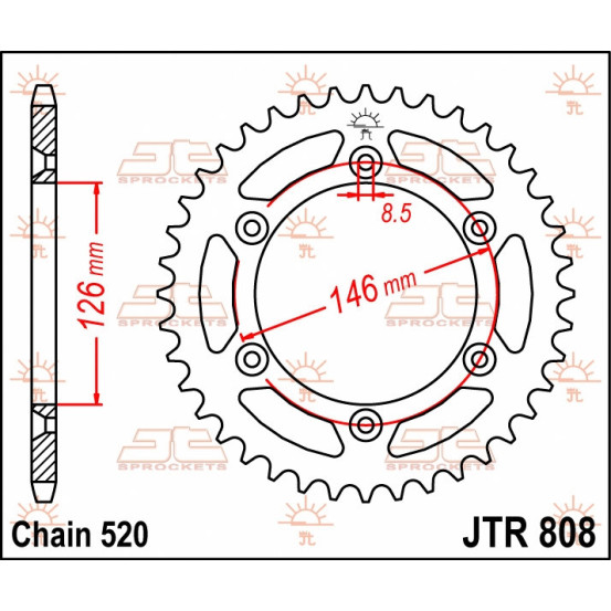 Couronne acier JT - Pas 520 - Nombre de dents au choix