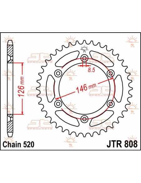 Couronne acier JT - Pas 520 - Nombre de dents au choix