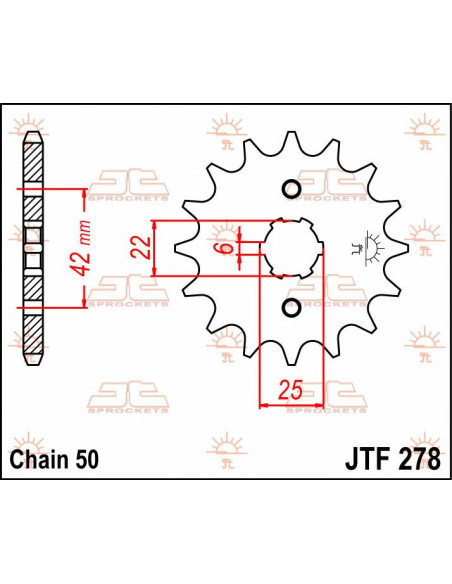 Pignon acier JT - Pas 530 - HONDA 350 à 500cc