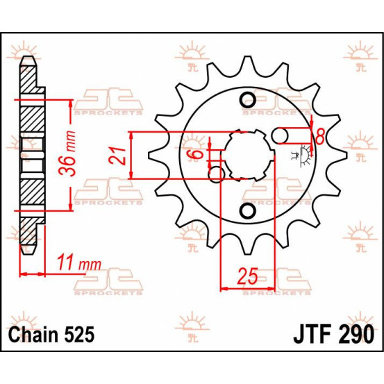 Pignon acier JT - Pas 525 - HONDA 500 XBR FG FH 1986-1987