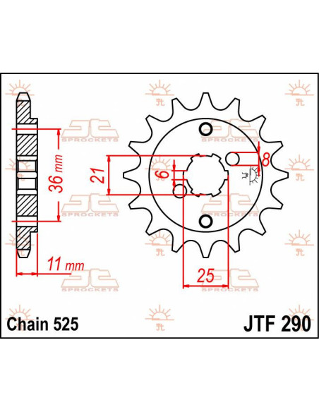 Pignon acier JT - Pas 525 - HONDA 500 XBR FG FH 1986-1987