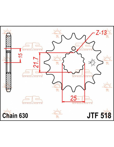 Pignon acier JT - Pas 630 - KAWASAKI 650 / 750 / 900cc