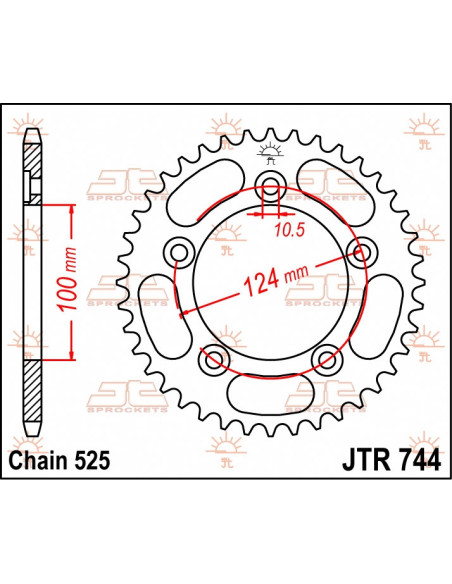 Couronne acier JT - Pas 525 - Nombre de dents au choix