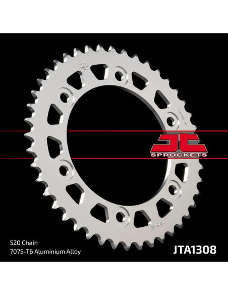 Couronne alu noire JT - Pas 520 - Nombre de dents au choix