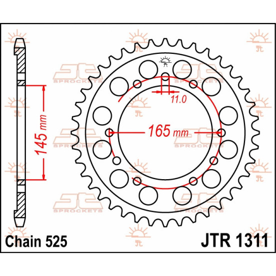 Couronne acier JT - Pas 525 - Nombre de dents au choix