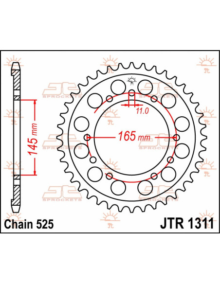 Couronne acier JT - Pas 525 - Nombre de dents au choix