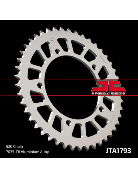 Couronne alu noire JT - Pas 520 - Nombre de dents au choix