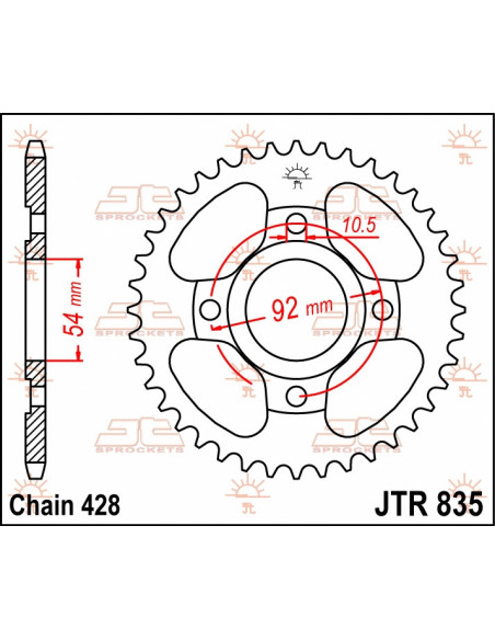 Couronne acier JT - Pas 428 - Nombre de dents au choix