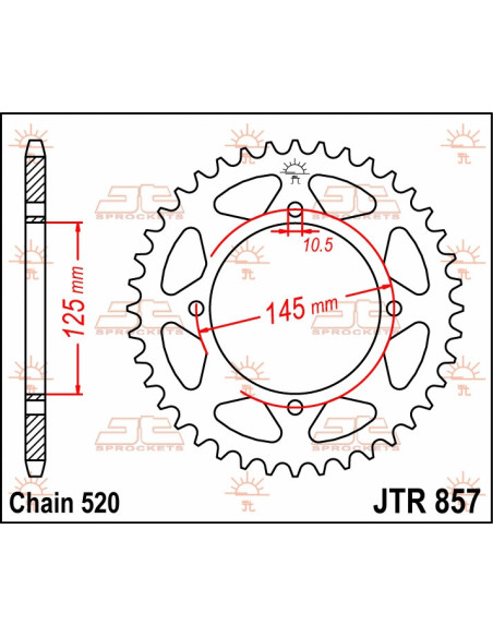 Couronne acier JT - Pas 520 - Nombre de dents au choix