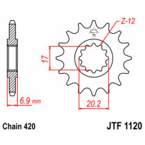 Pignon acier JT - Pas 420 - APRILIA / CPI / MBK / PEUGEOT / RIEJU / YAMAHA 50cc